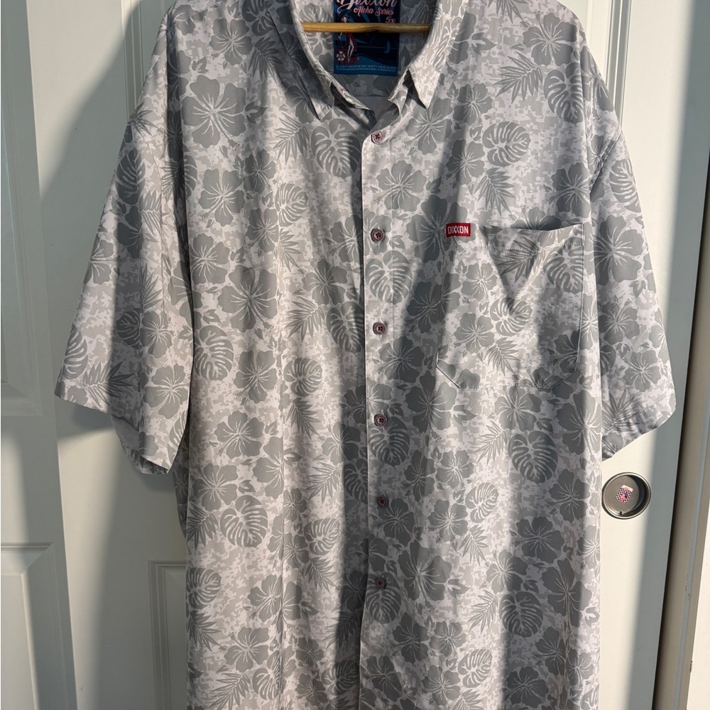 Dixxon Shirt Mens Size 5X Gray Hawaiian Aloha Series Floral Tropical Beach 0021
